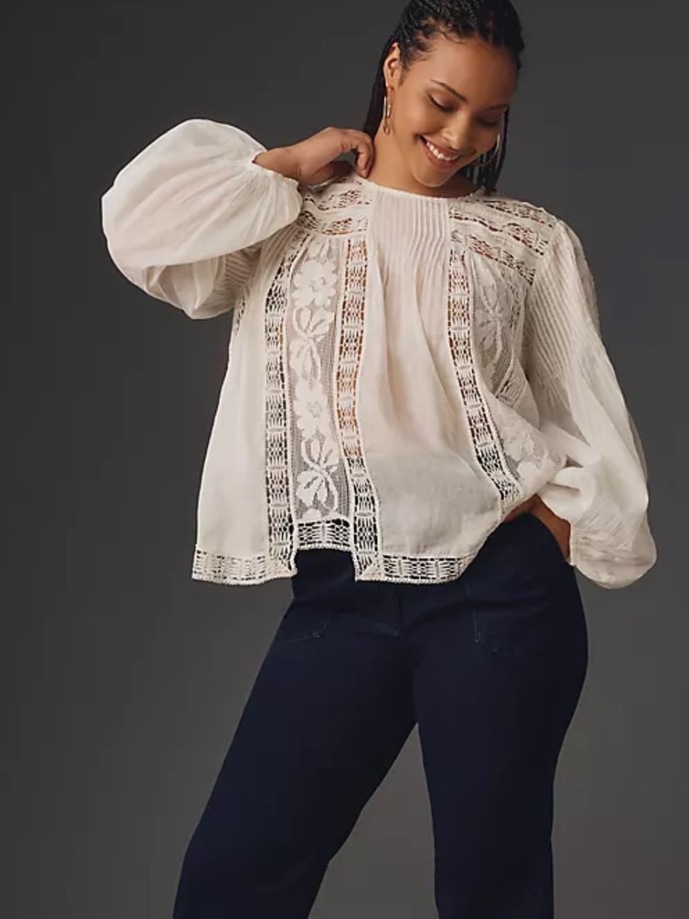 Forever That Girl Long Sleeve Lace Peasant Blouse By Anthopologie - Ivory
NWOT